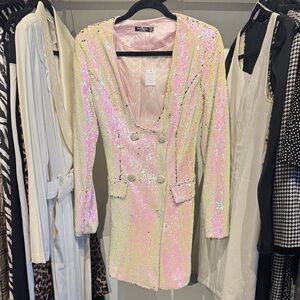 Nasty Gal Pink Sequin Blazer Dress
